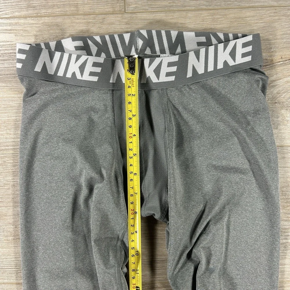 Nike Pro Boys XL Dri-Fit Full Length Gray Training Tights BV3516 Football Sports